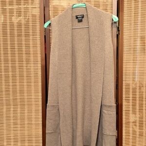 Brown Cashmere Sleeveless Cardigan/Long Vest by Lord & Taylor